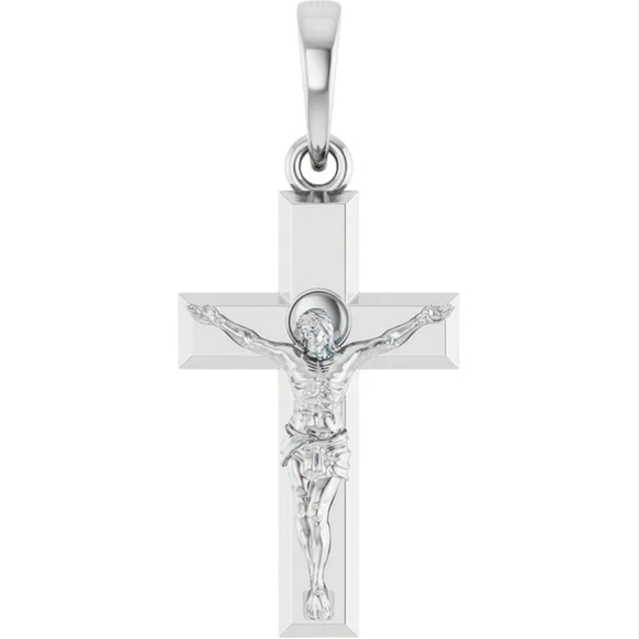 Sterling Silver Crucifix Necklace - 18 Inch Chain - Picture 1 of 3